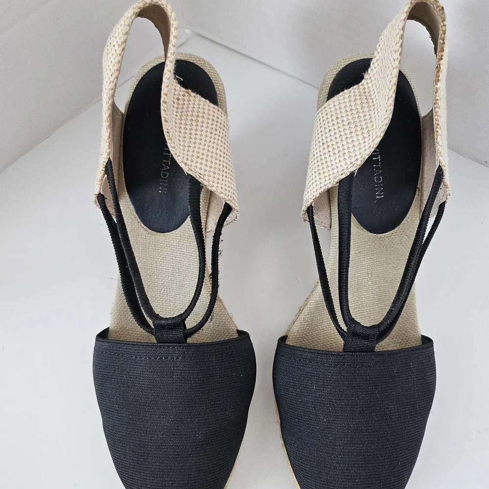 Adrienne Vittadini Black and Beige Espadrille Sandals size 9.5 - Picture 3 of 8
